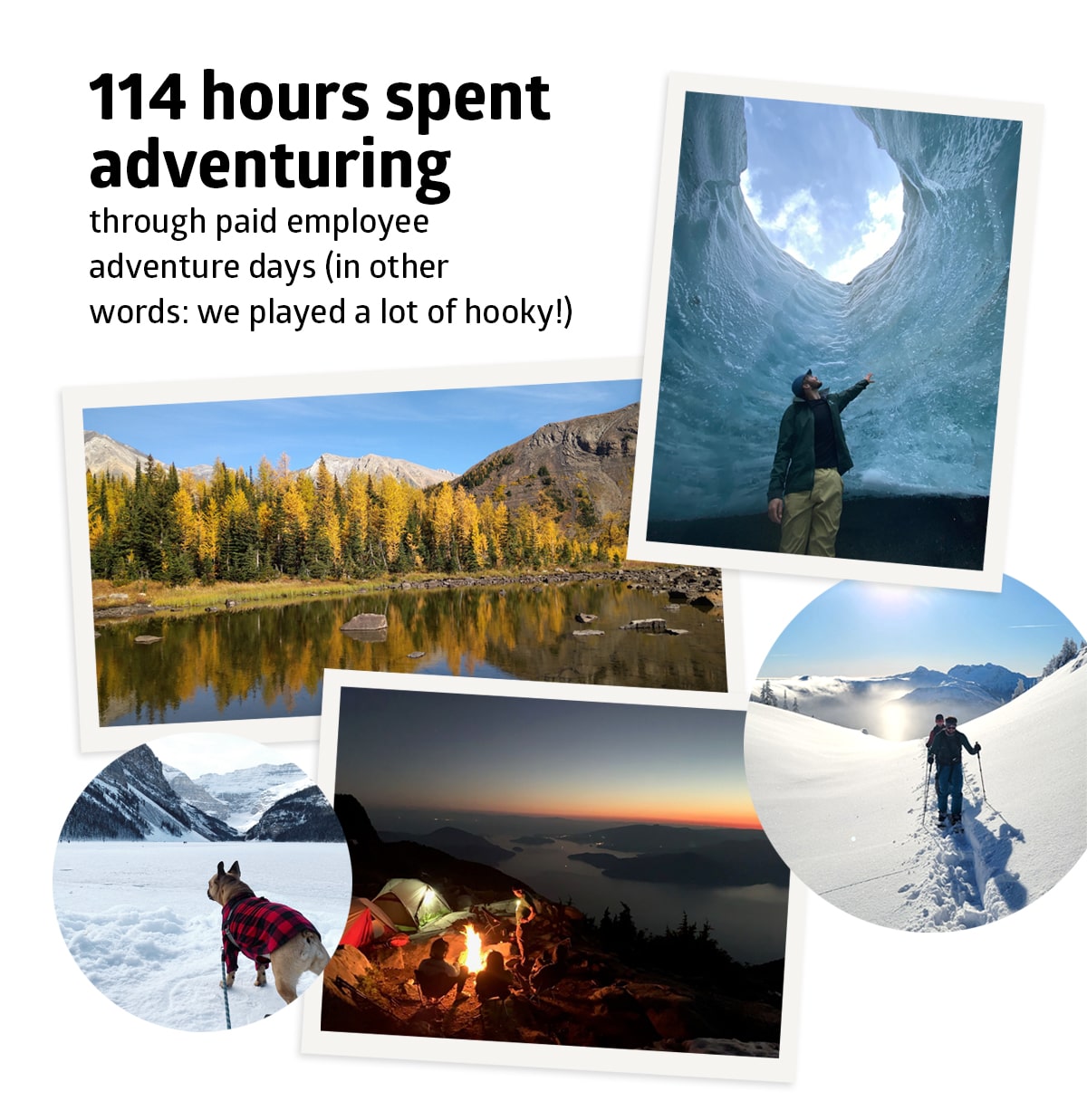 114 hours spent adventuring through paid employee adventure days.