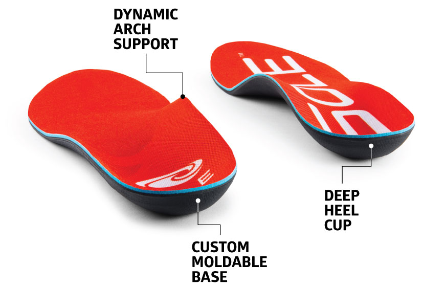 sole footbeds feature arch support and a deep heel cup