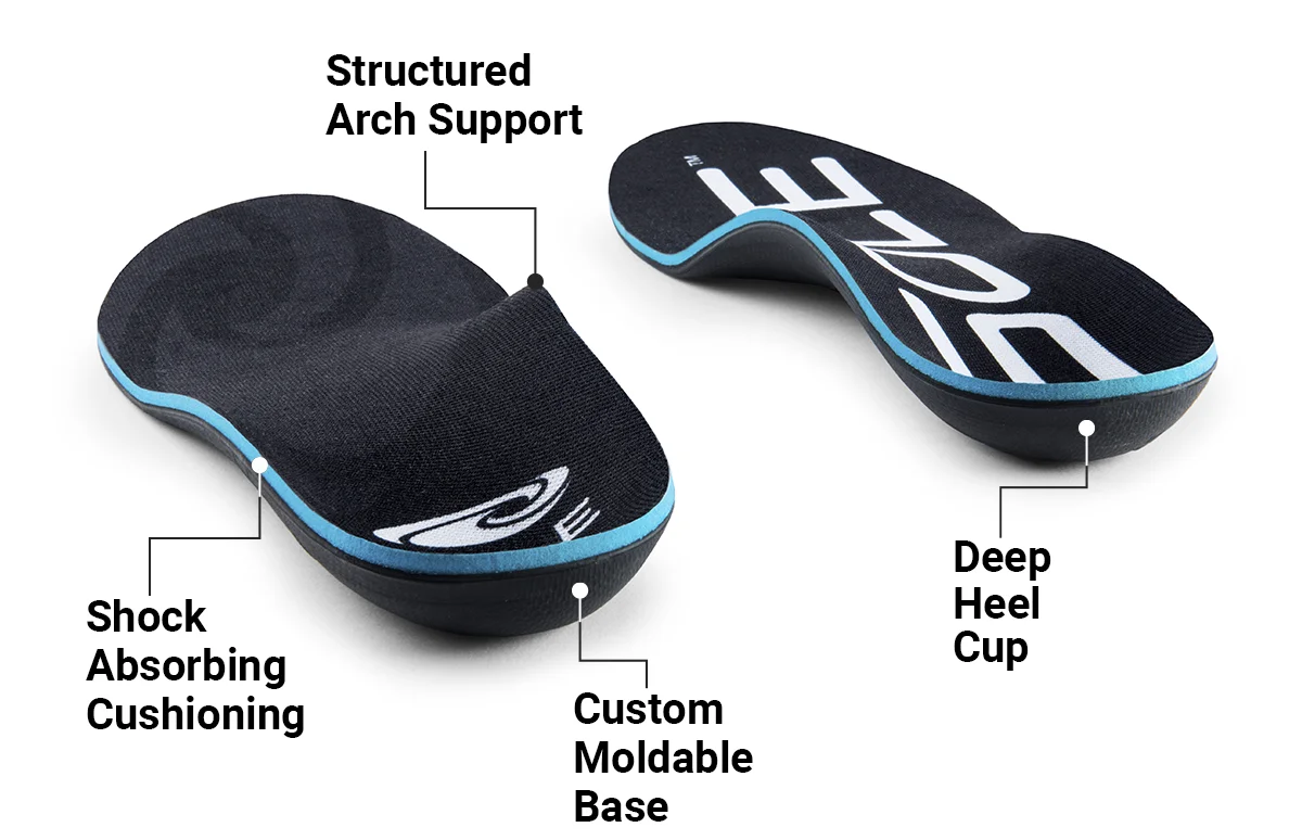 sole custom moldable insoles for work boots with arch support and a deep heel cup