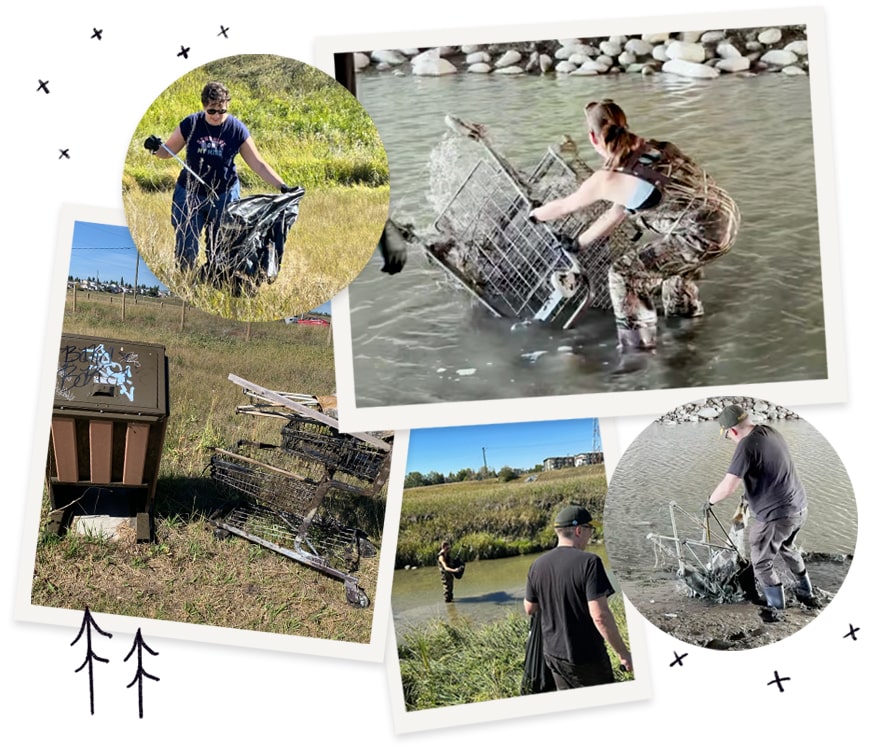 sole team members clean a local greenway in calgary