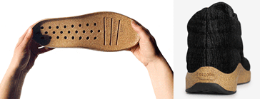 shoes with flexible recycled cork midsoles