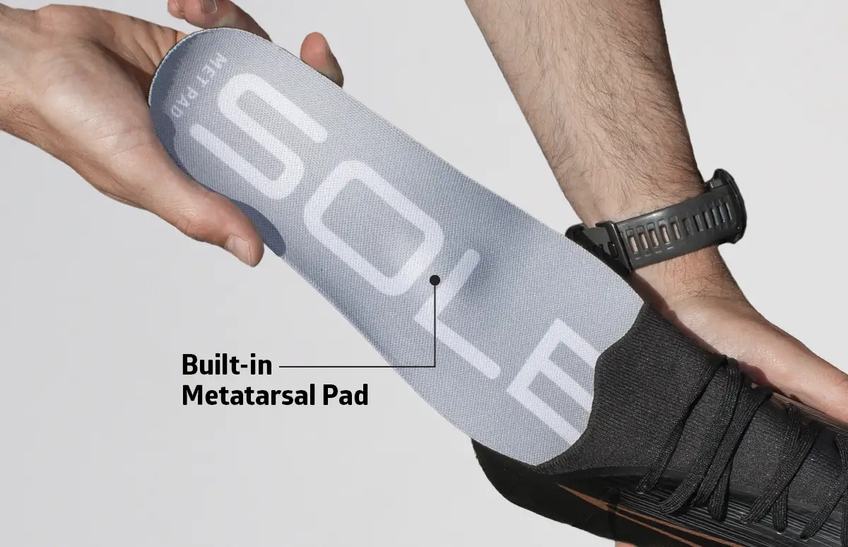 thin insoles with a built-in metatarsal pad