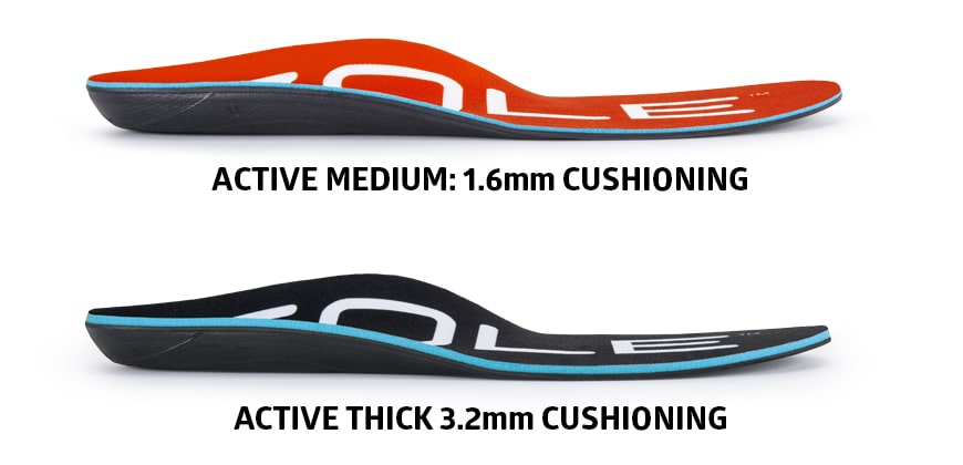 sole footbeds come in different thicknesses