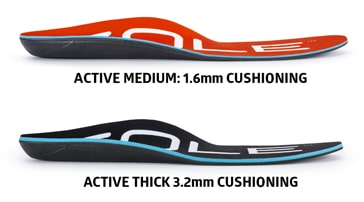 sole footbeds come in different thicknesses